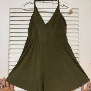 Zara Olive Green V-Neck Romper